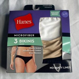Hanes women’s Microfiber Bikini underwear - White, Tan black
